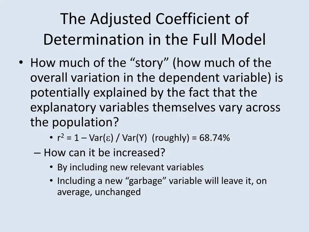 the adjusted coefficient of determination