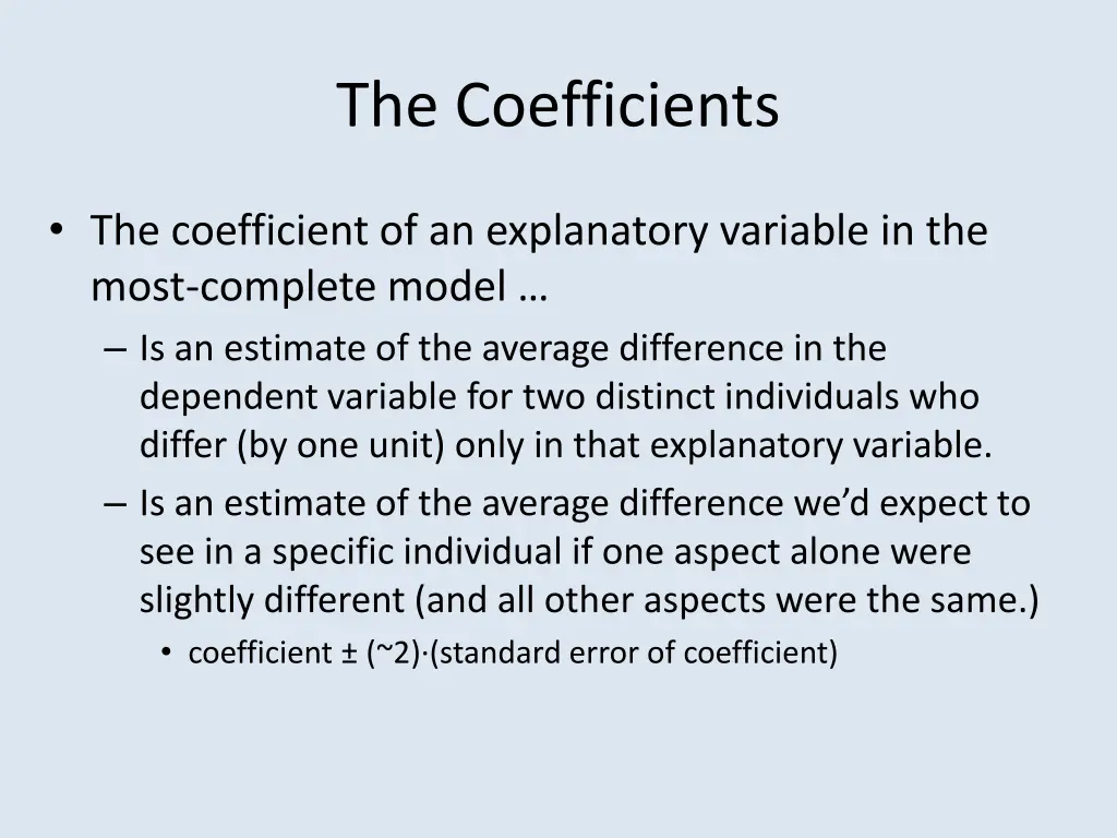 the coefficients