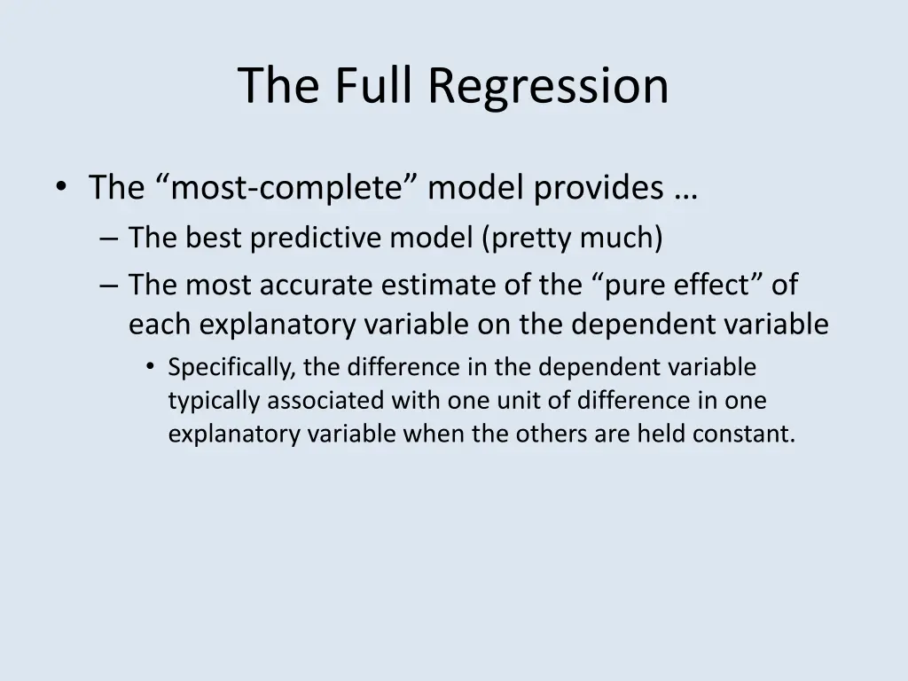 the full regression