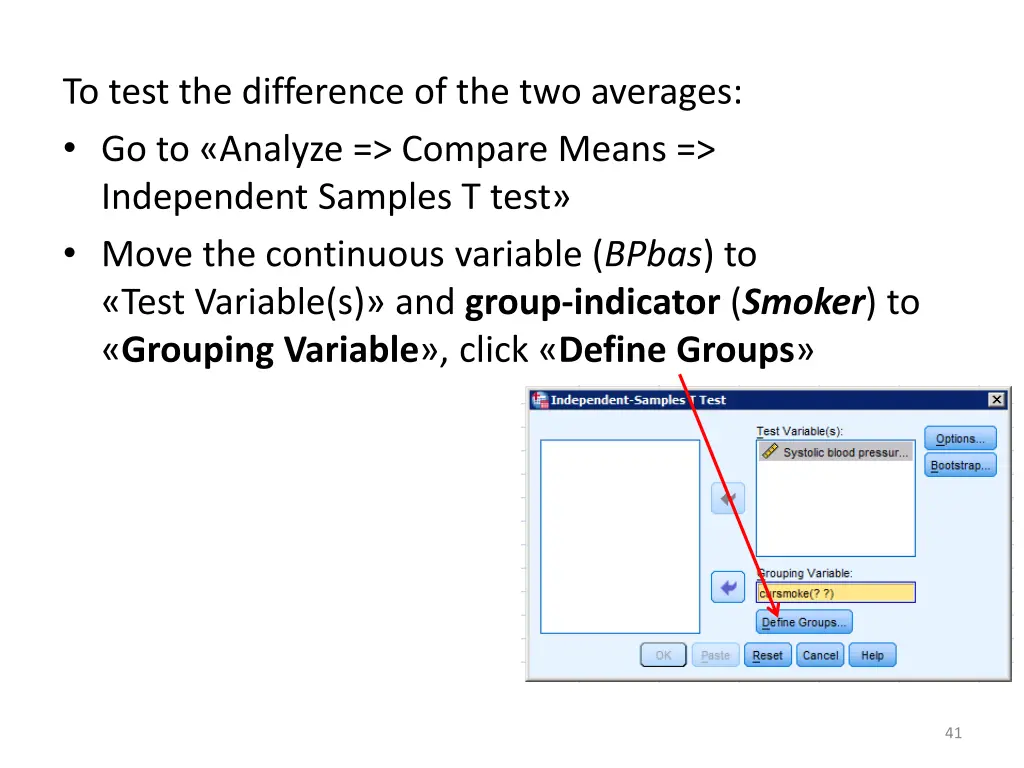 to test the difference of the two averages 2