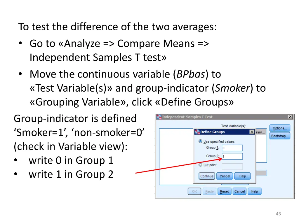 to test the difference of the two averages 4