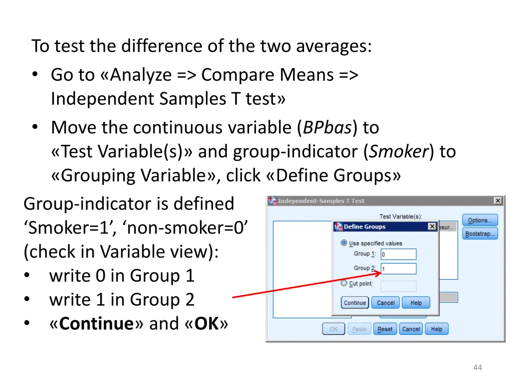 to test the difference of the two averages 5