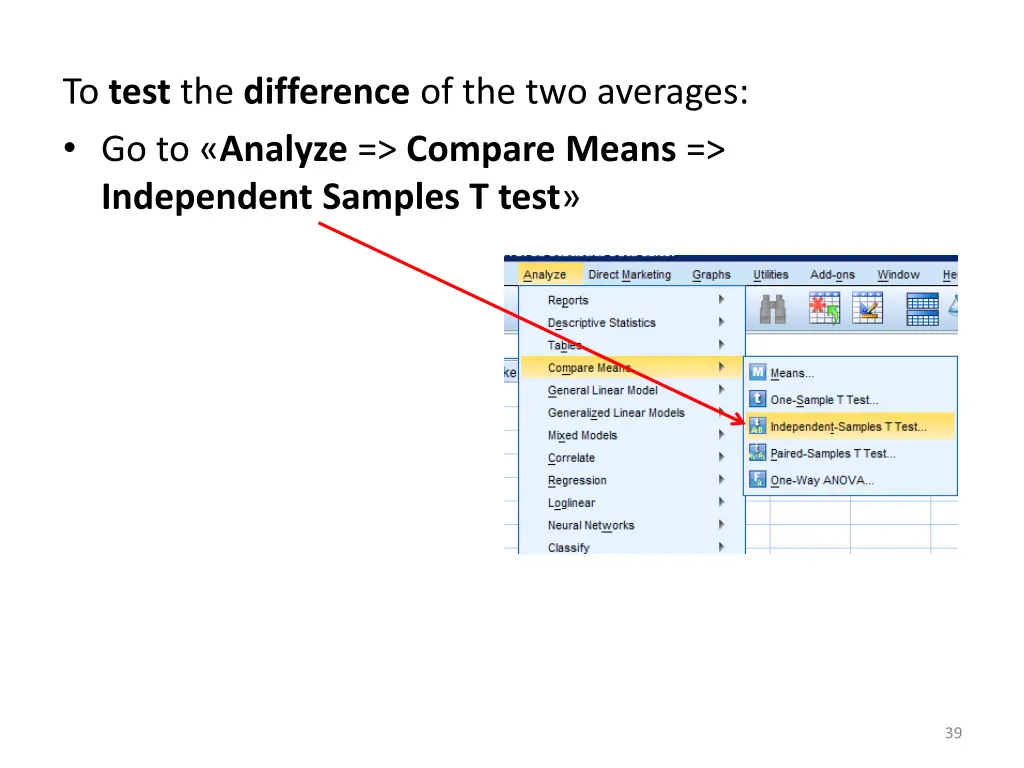 to test the difference of the two averages