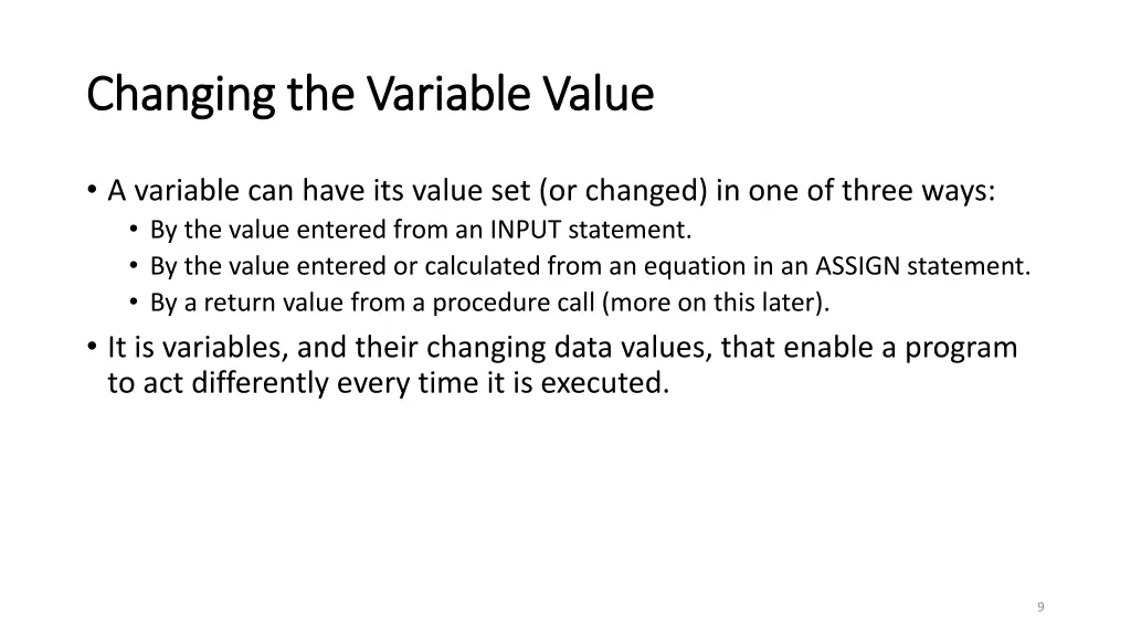 changing the variable value changing the variable