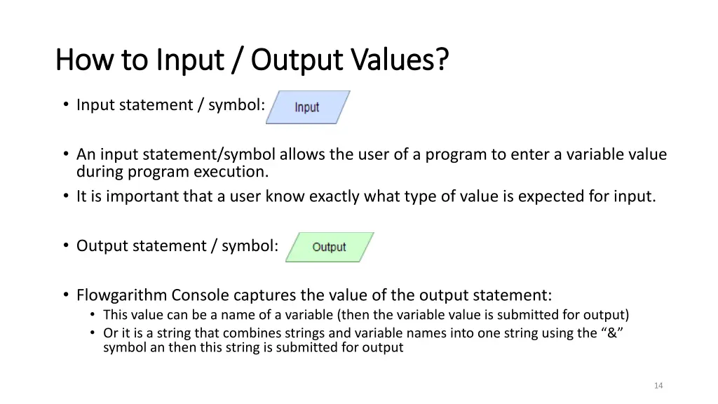 how to input output values how to input output