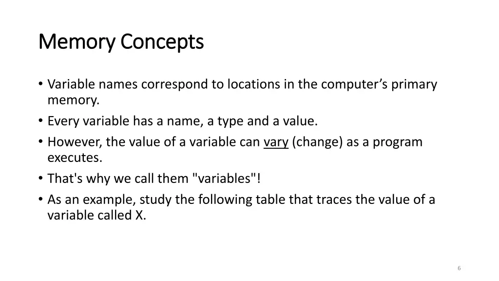 memory concepts memory concepts