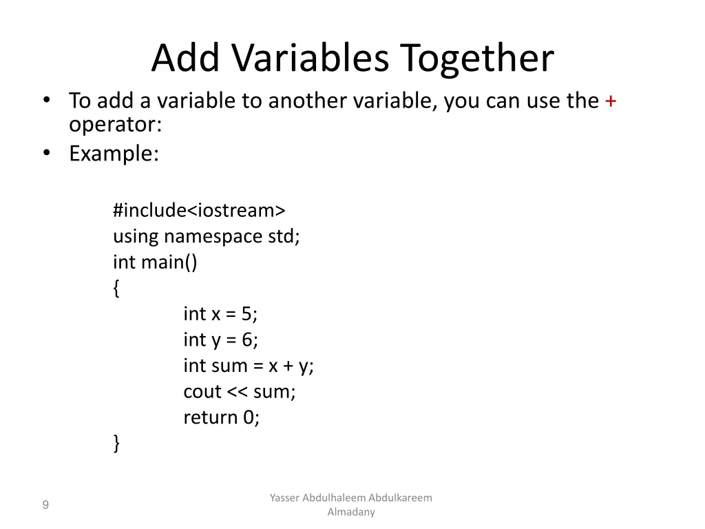 add variables together to add a variable