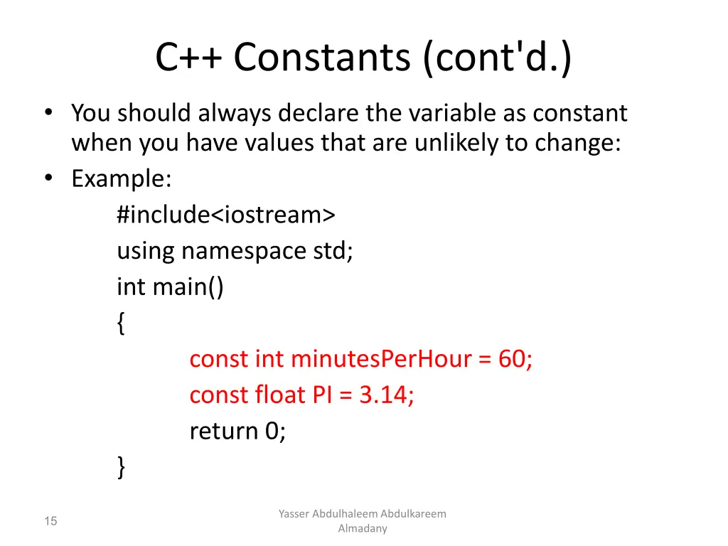 c constants cont d