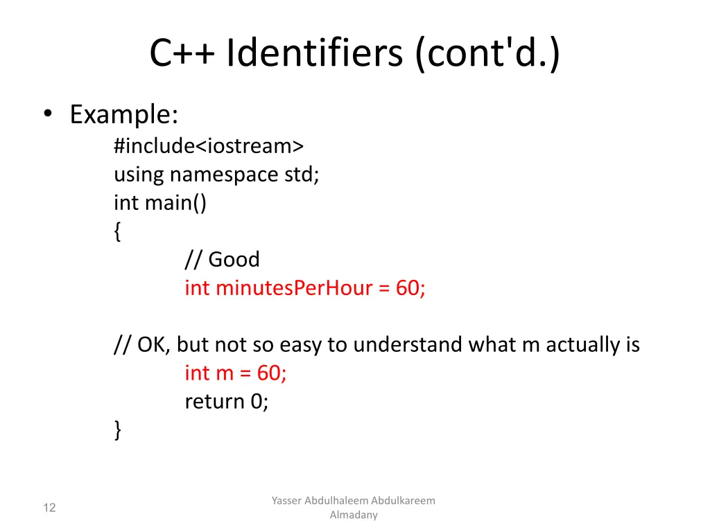 c identifiers cont d