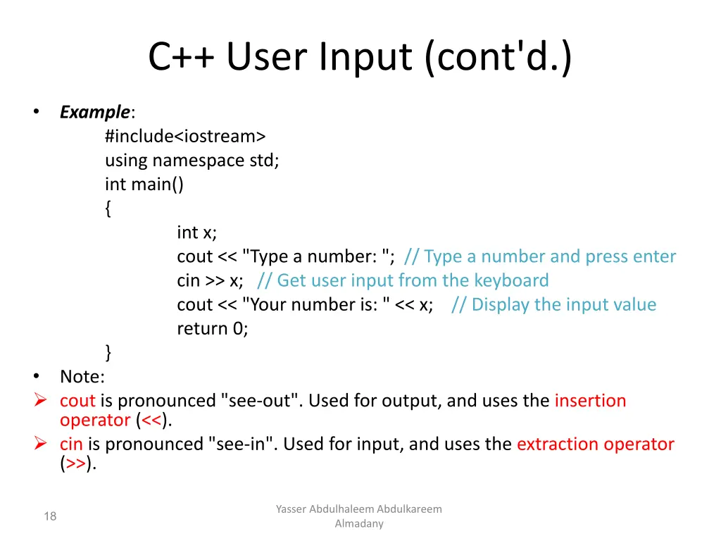 c user input cont d