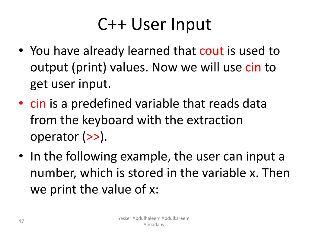 c user input