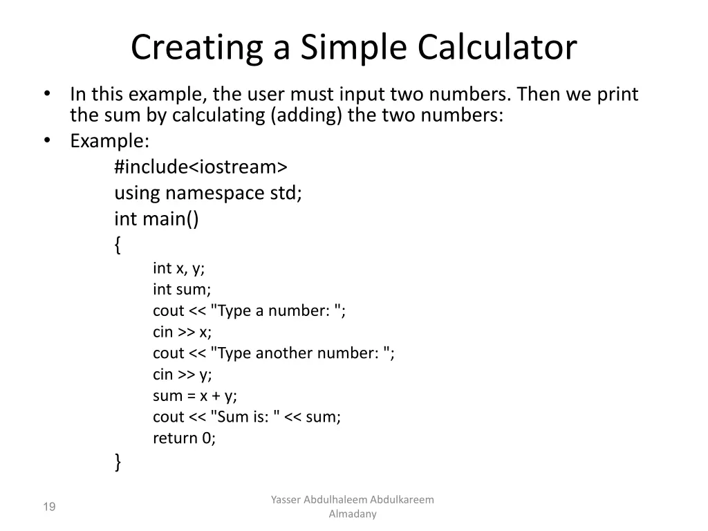 creating a simple calculator