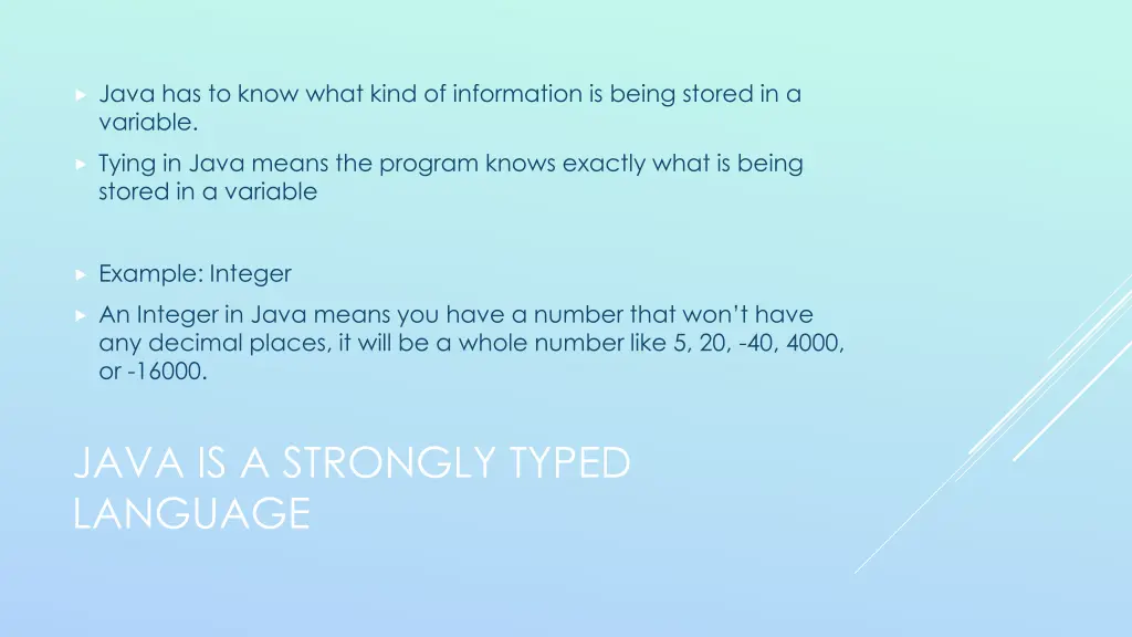 java has to know what kind of information