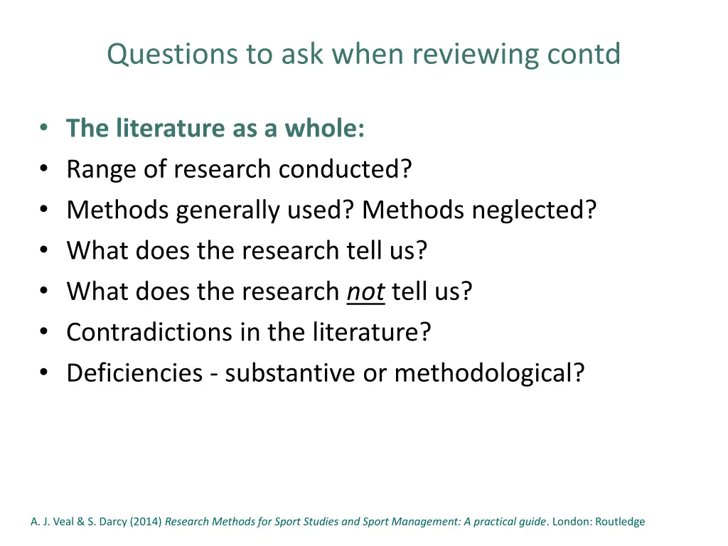 questions to ask when reviewing contd