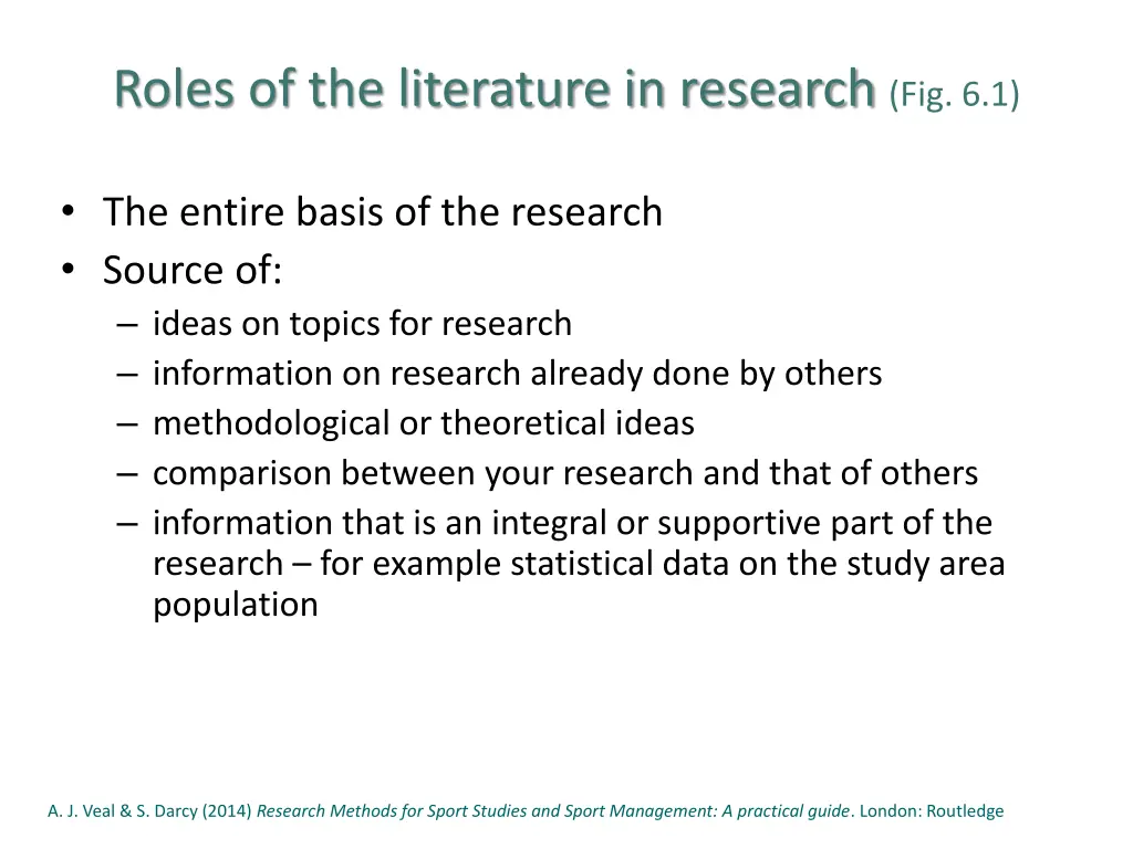 roles of the literature in research fig 6 1