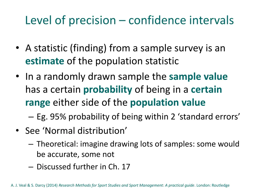 level of precision confidence intervals