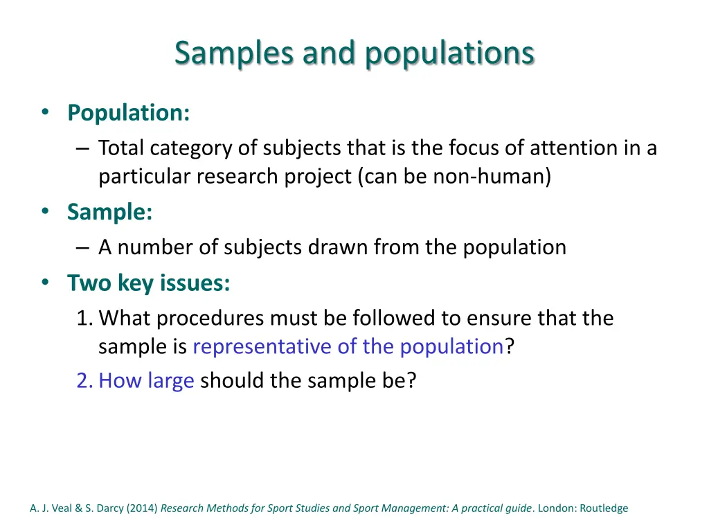 samples and populations