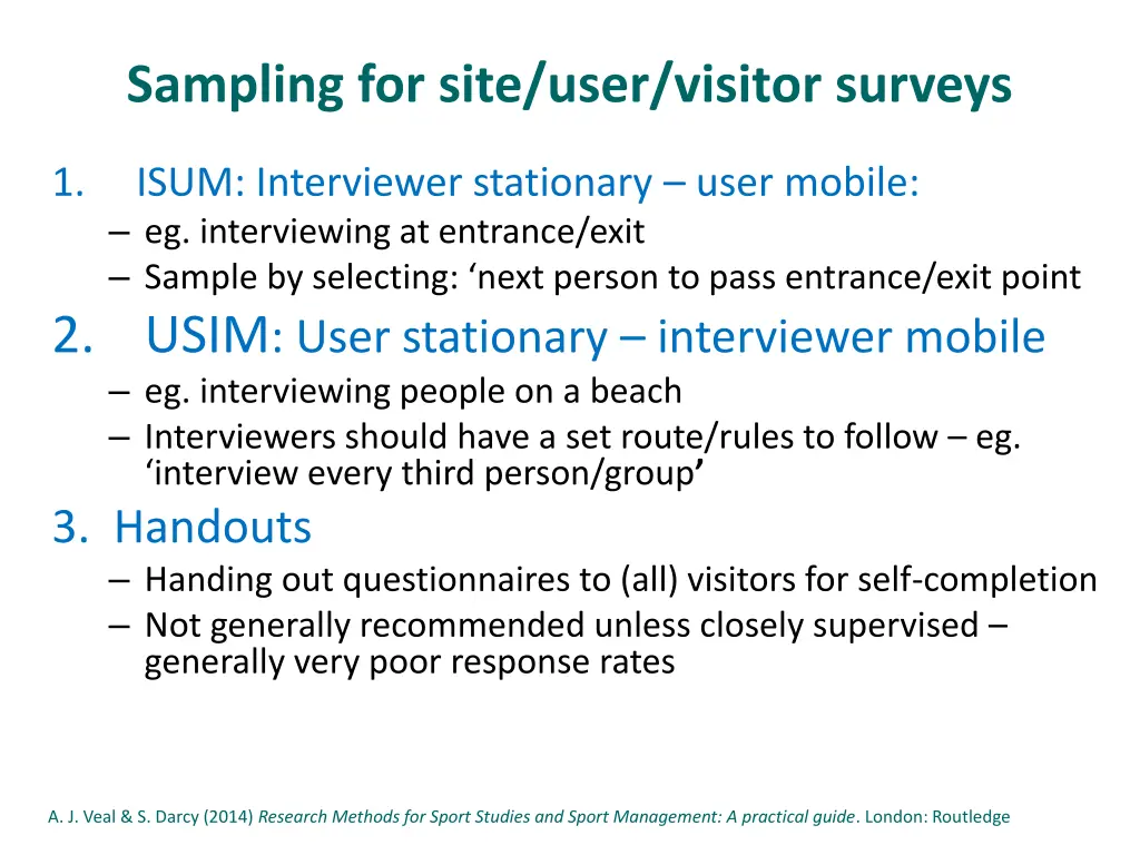 sampling for site user visitor surveys