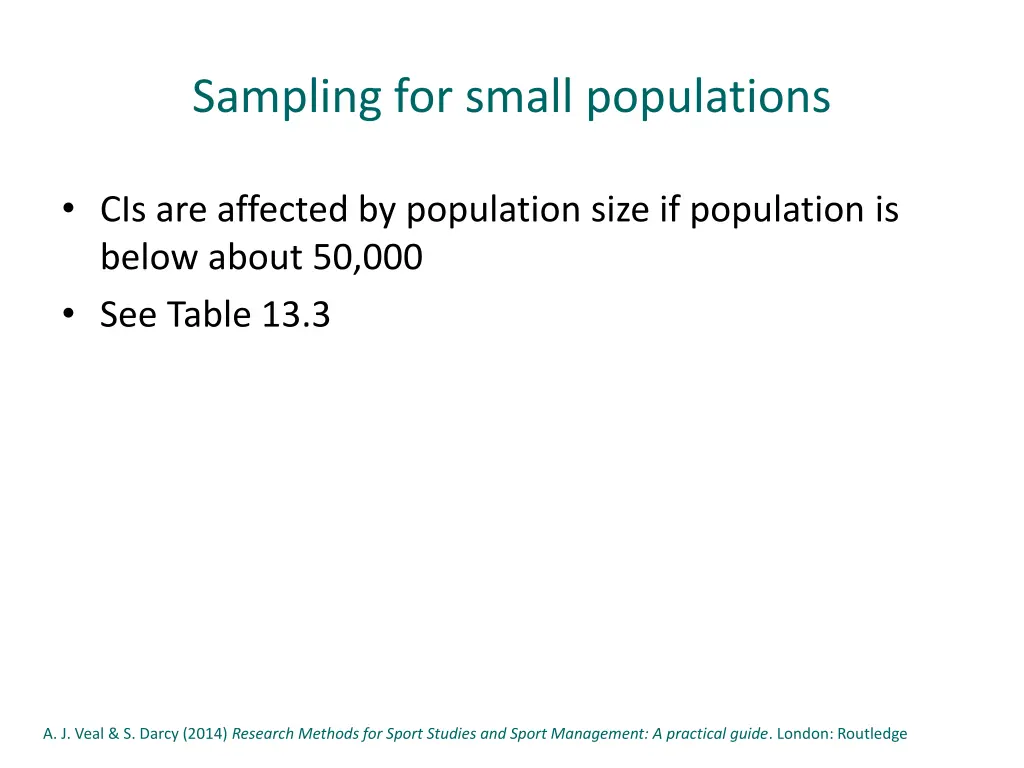 sampling for small populations