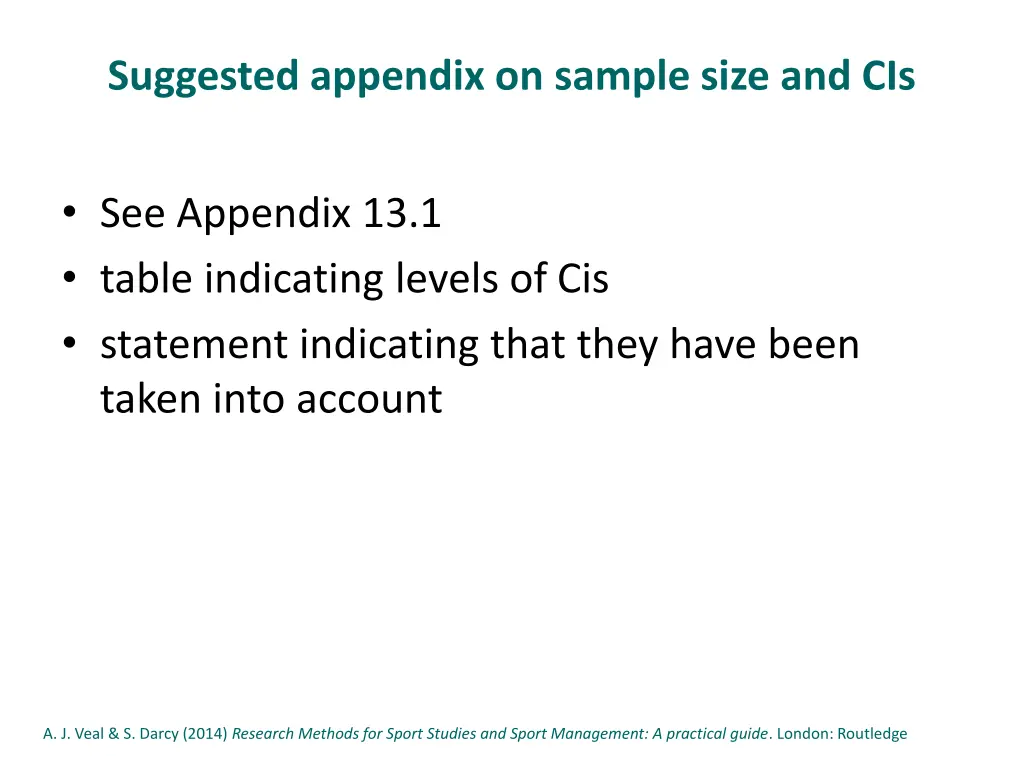 suggested appendix on sample size and cis