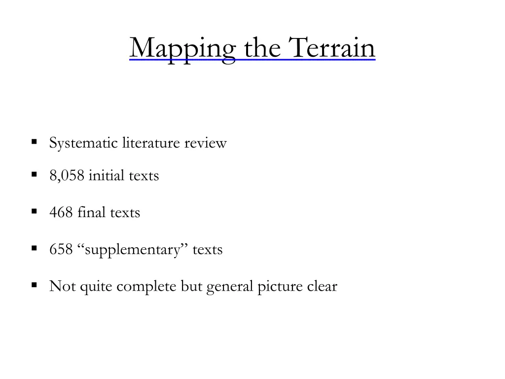 mapping the terrain