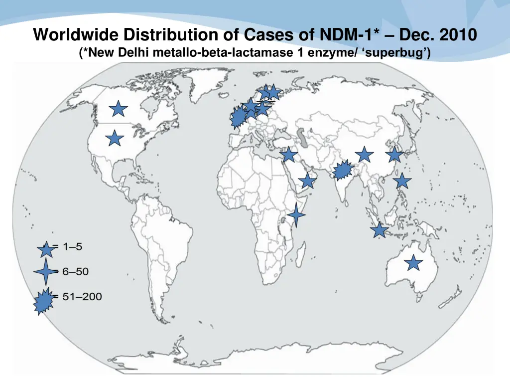 worldwide distribution of cases of ndm 1 dec 2010