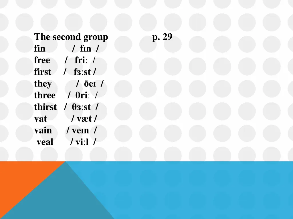 the second group p 29 fin f n free fri first