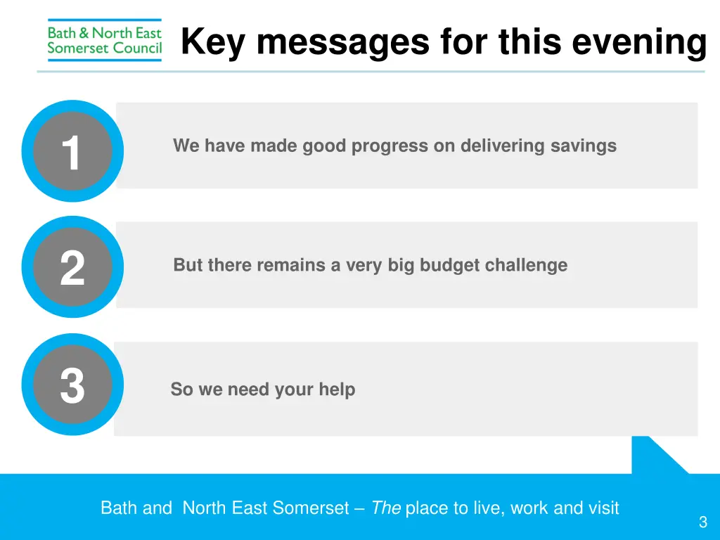 key messages for this evening