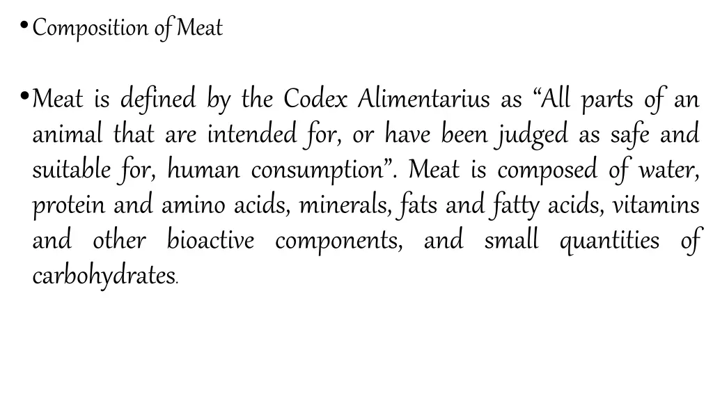 composition of meat