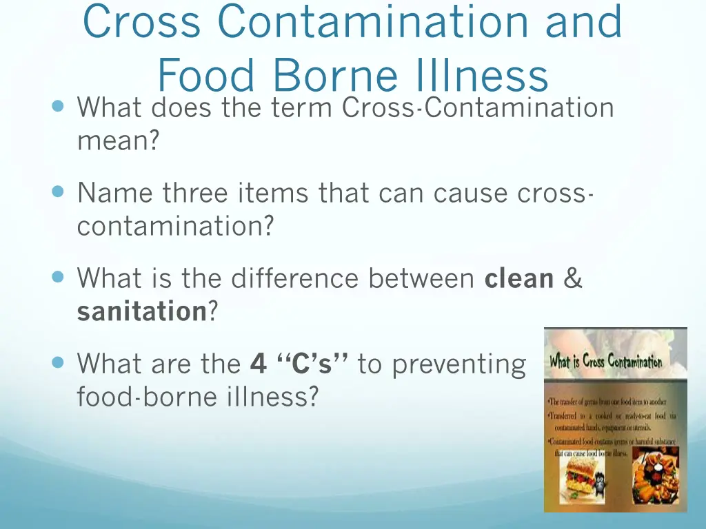 cross contamination and food borne illness what