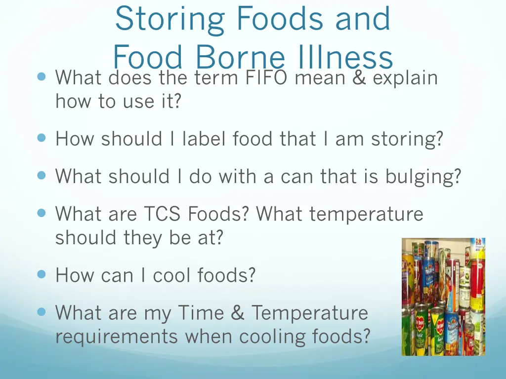 storing foods and food borne illness what does