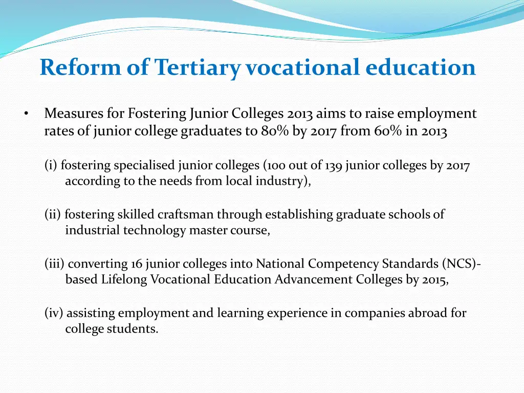 reform of tertiary vocational education