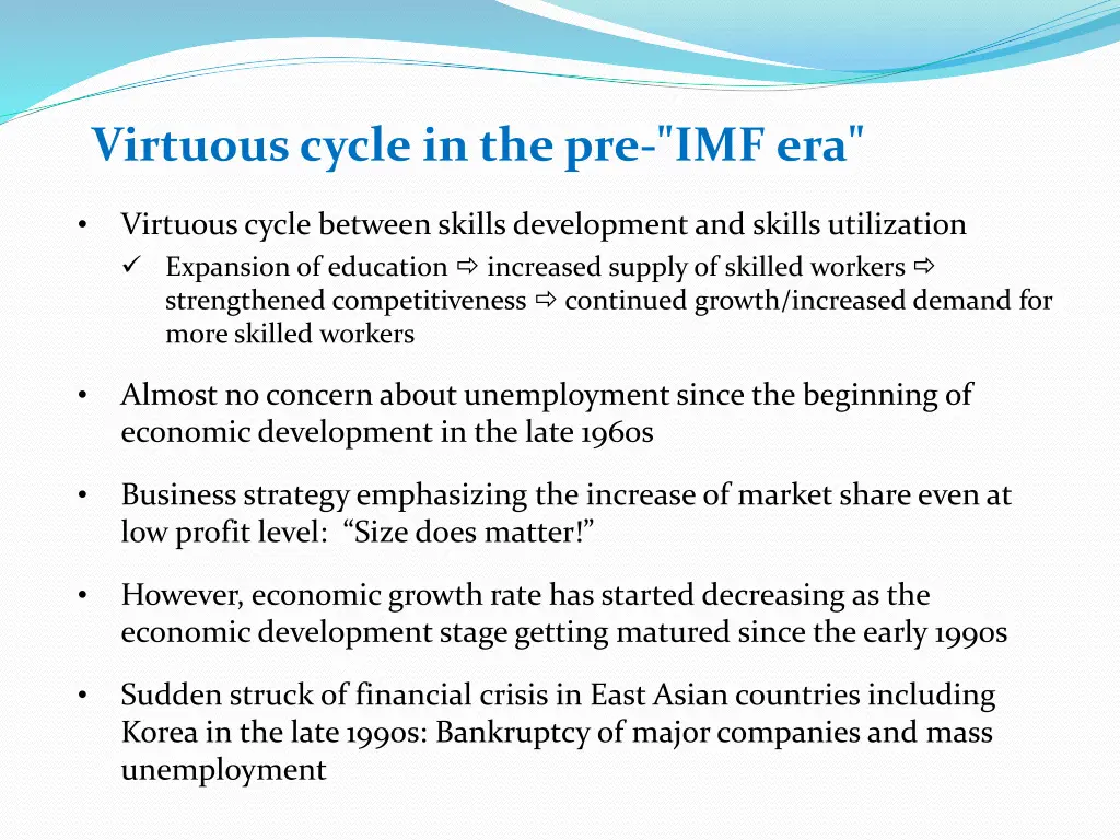 virtuous cycle in the pre imf era