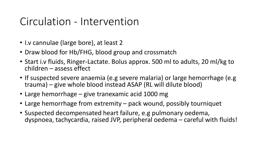 circulation intervention