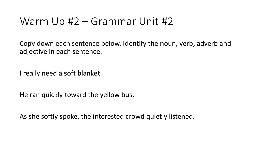 warm up 2 grammar unit 2