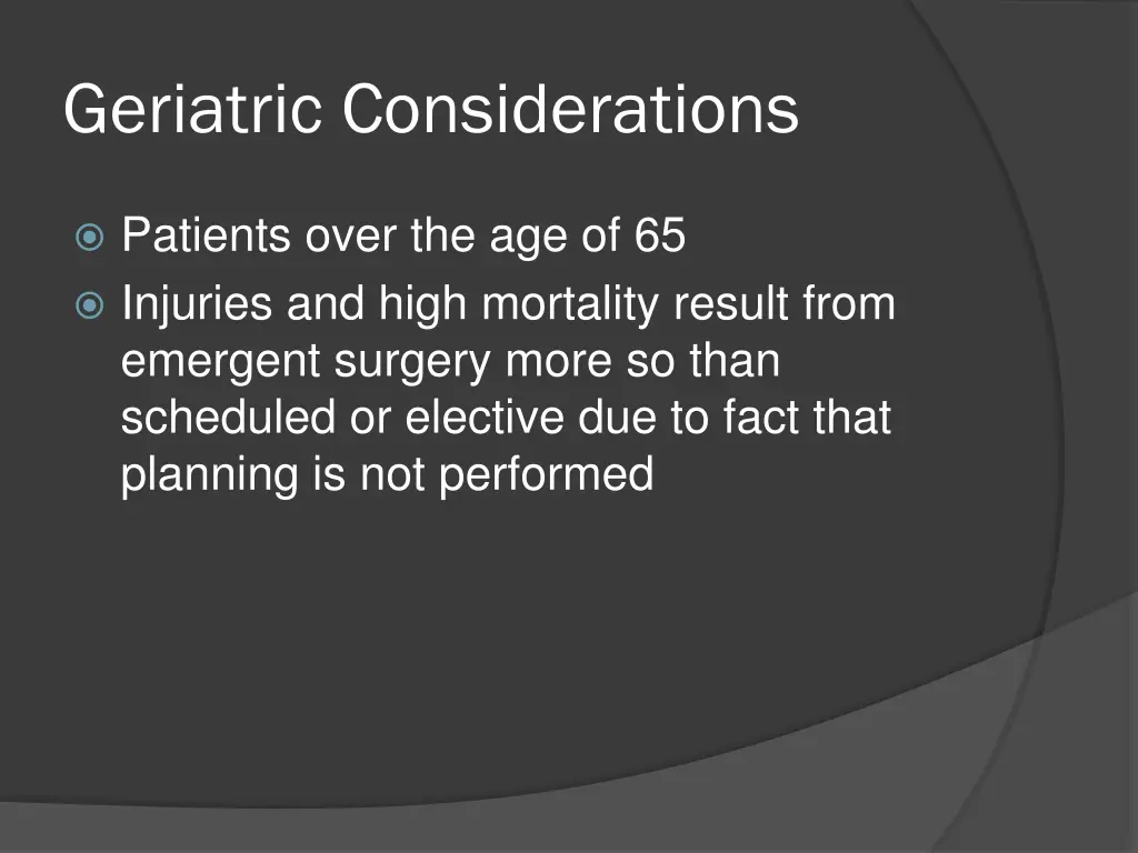 geriatric considerations