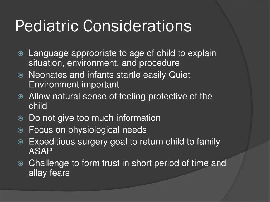 pediatric considerations