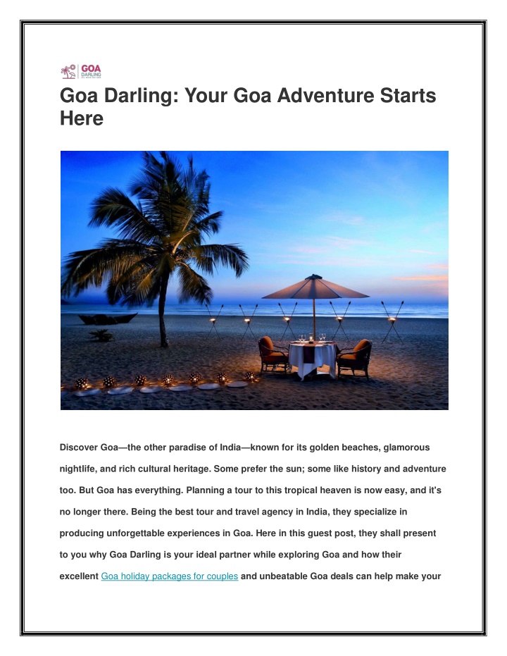 goa darling your goa adventure starts here