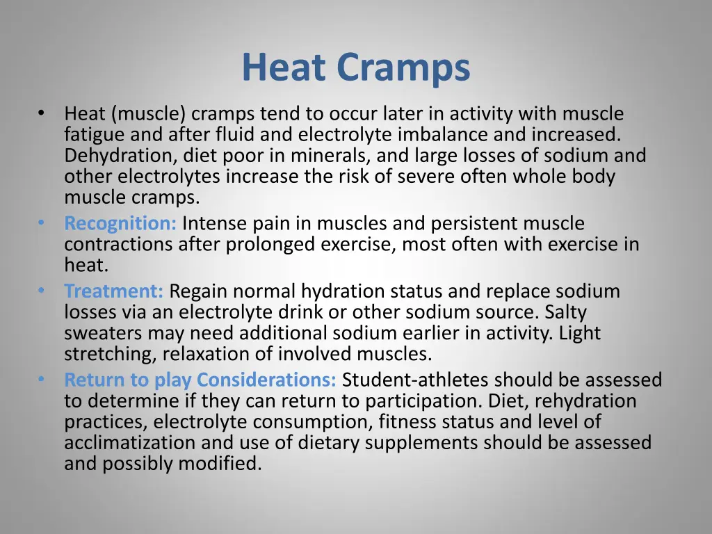 heat cramps