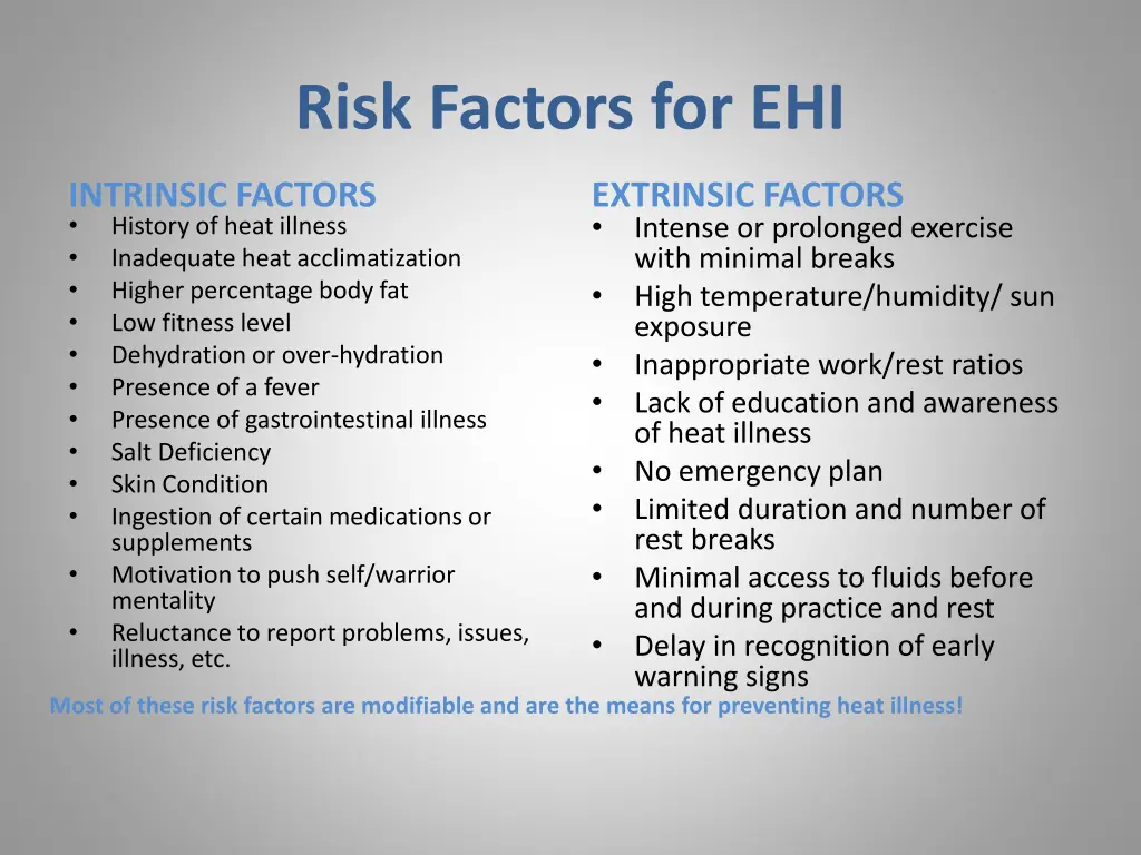 risk factors for ehi