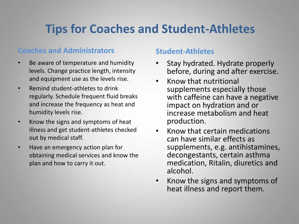 tips for coaches and student athletes