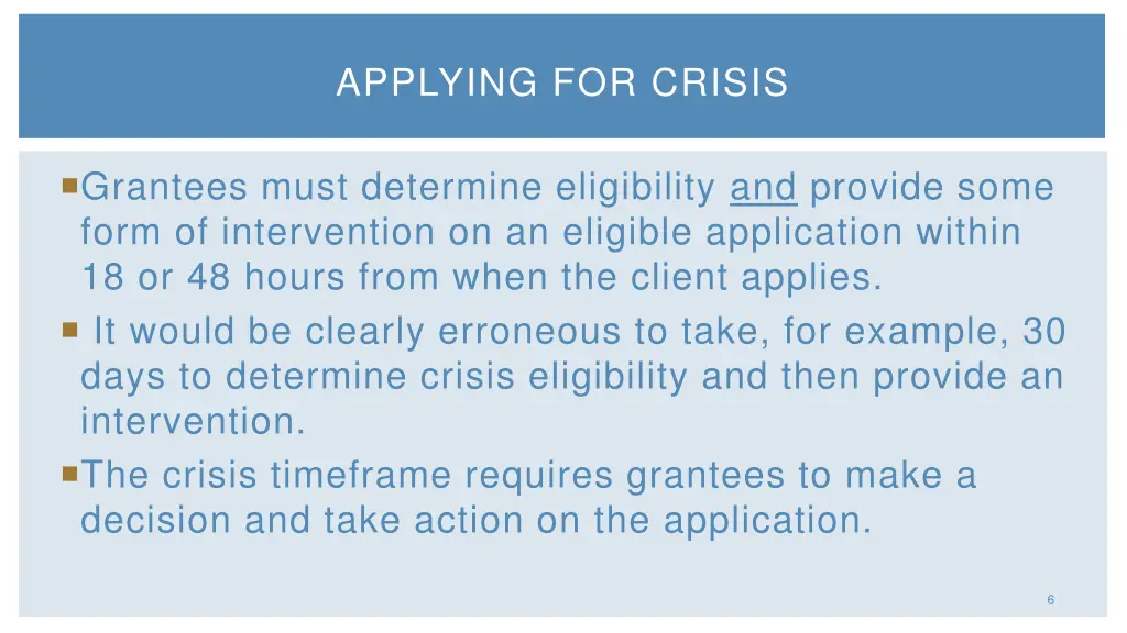 applying for crisis