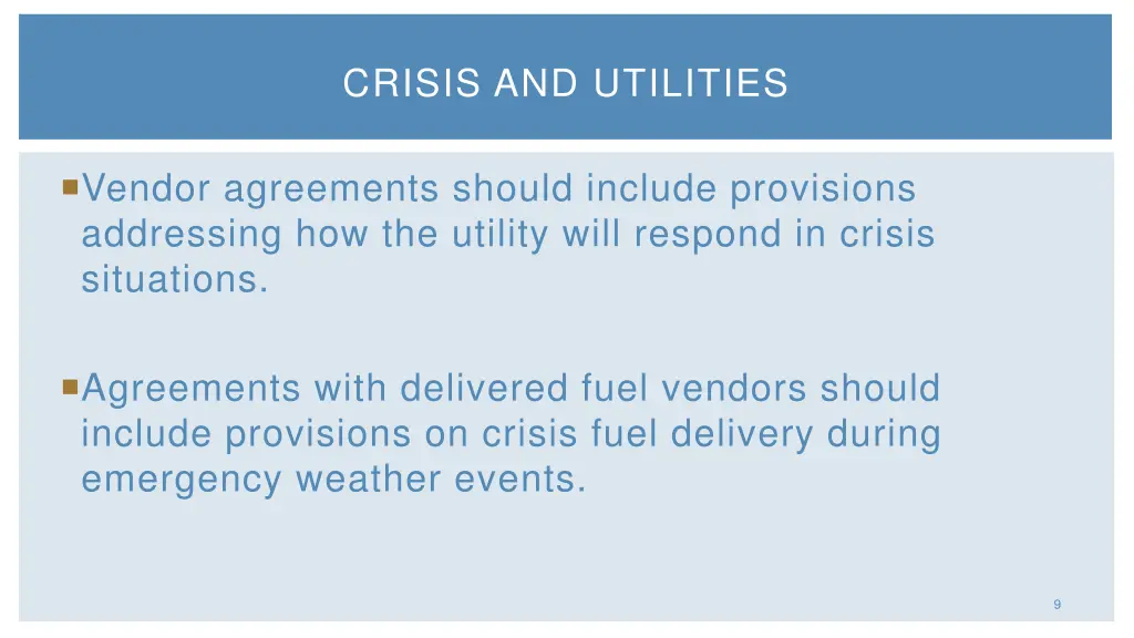 crisis and utilities