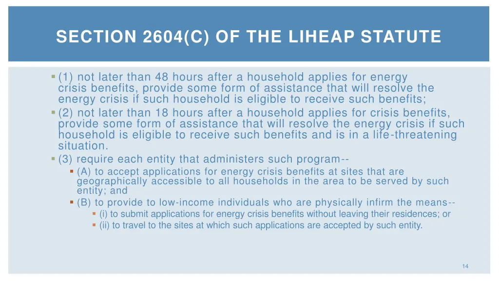 section 2604 c of the liheap statute