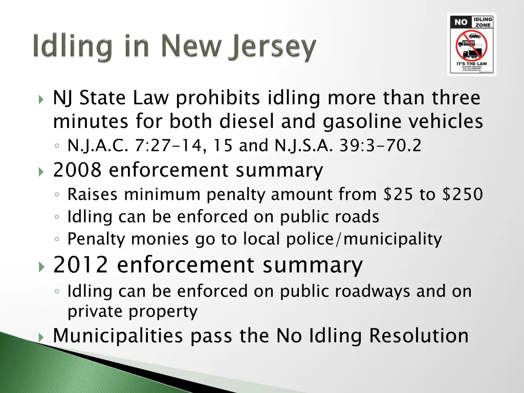 nj state law prohibits idling more than three