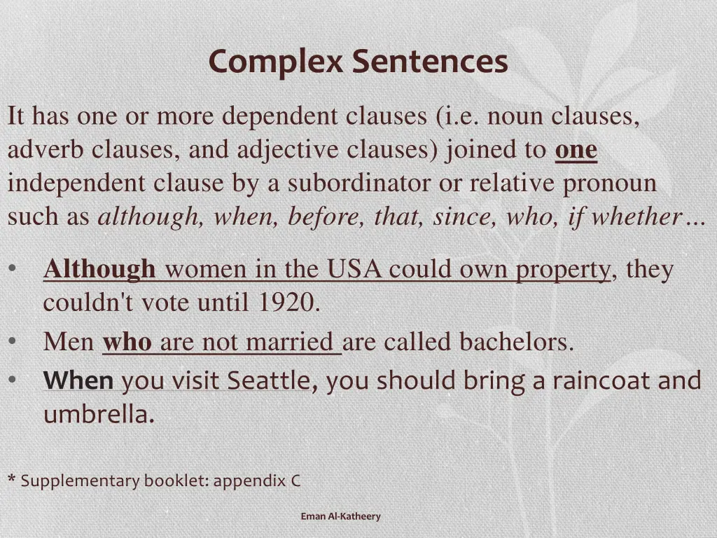 complex sentences