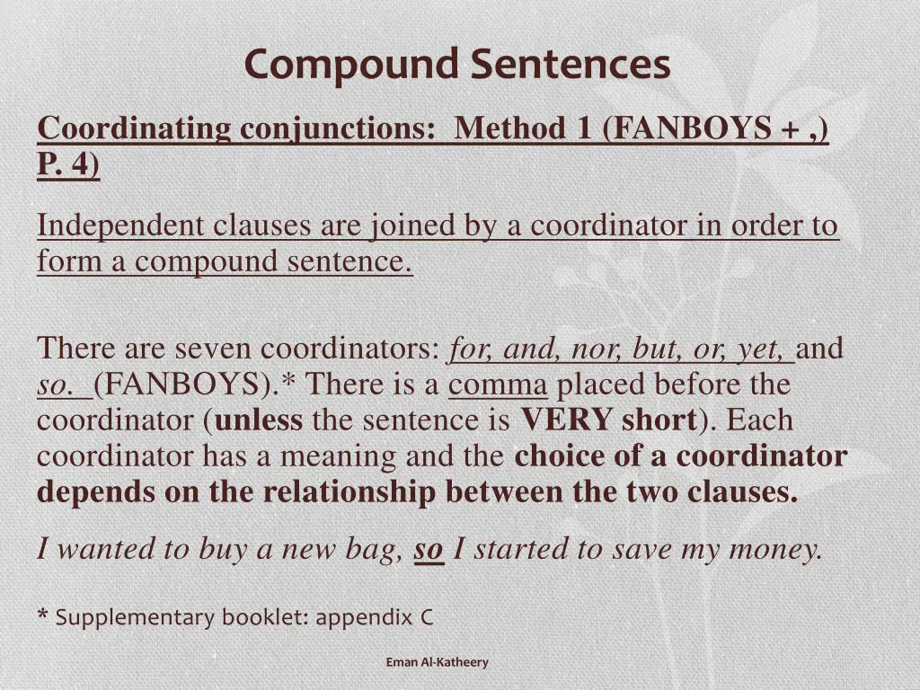 compound sentences coordinating conjunctions