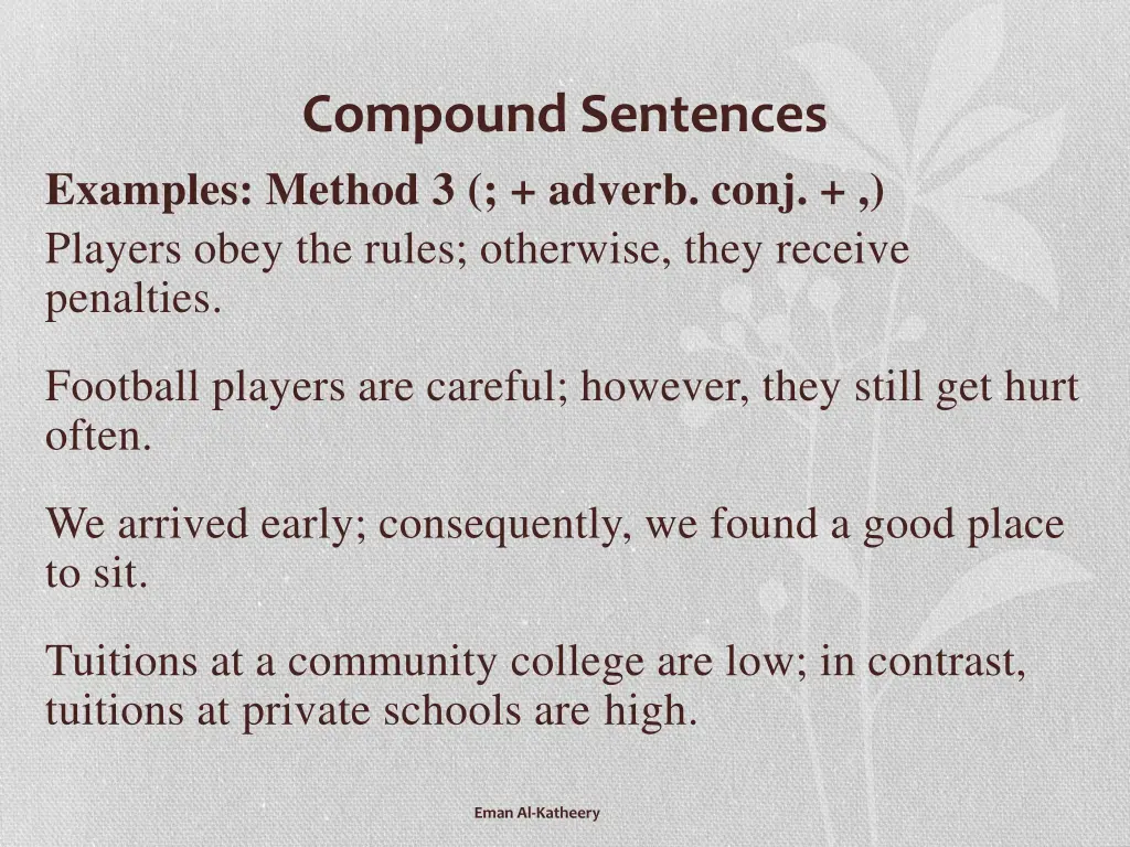 compound sentences examples method 3 adverb conj