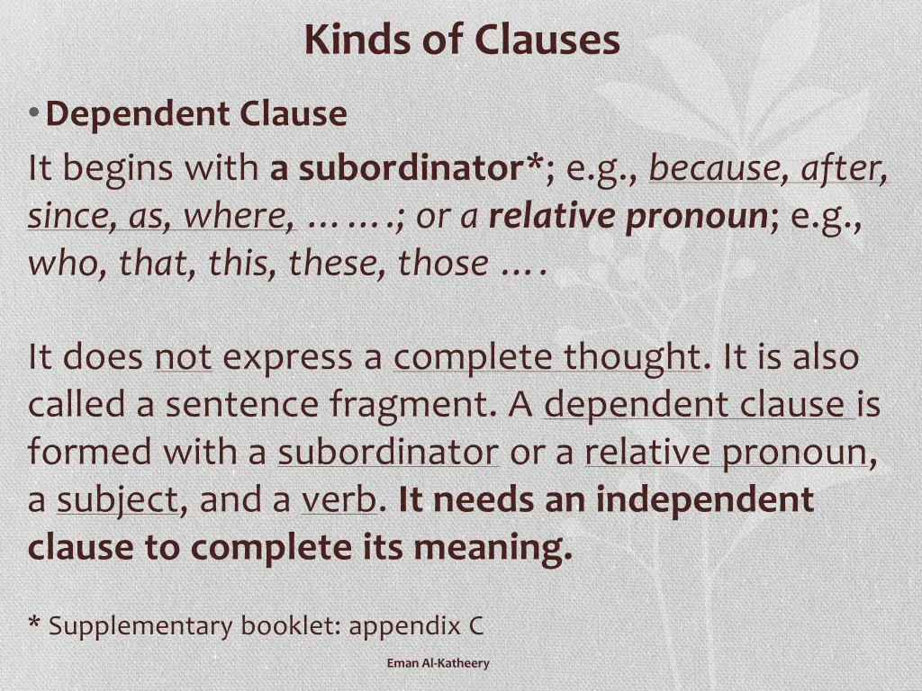 kinds of clauses 1