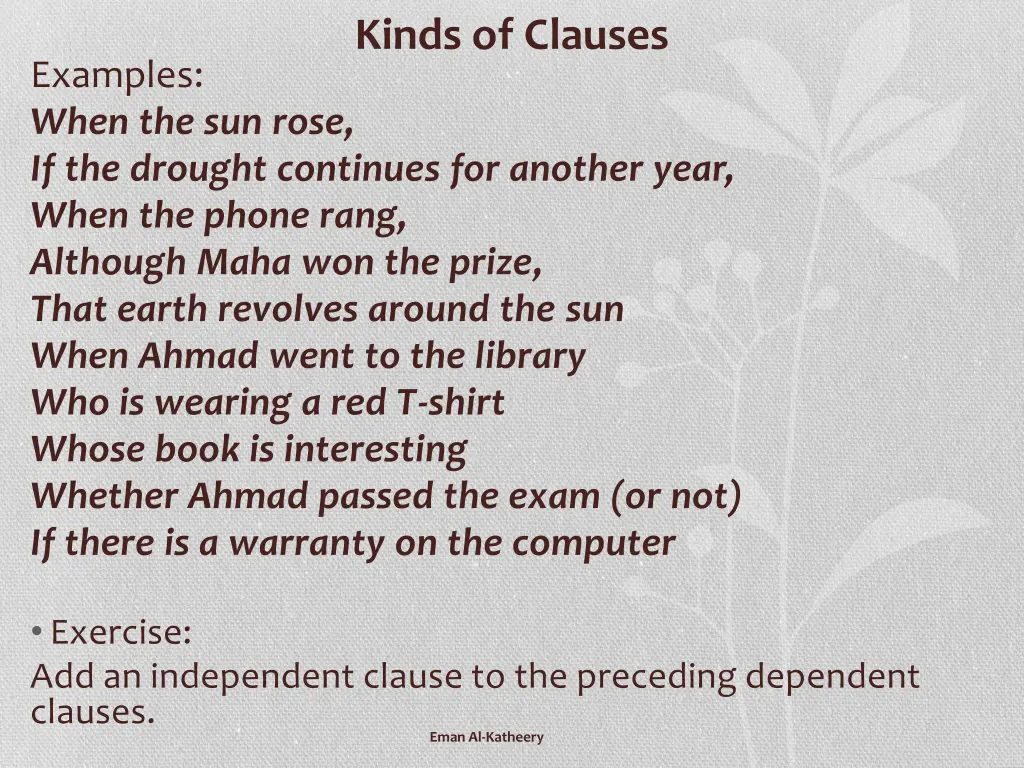 kinds of clauses 2